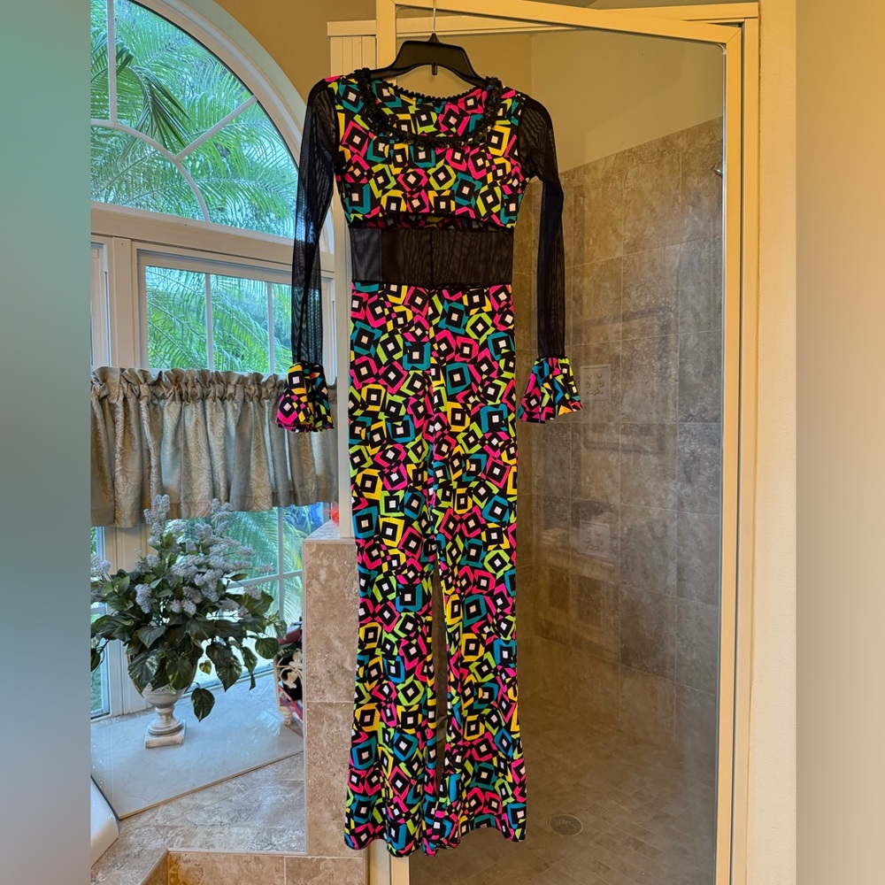 Colorful Geometric Patterned 60s look jersey / mesh costume